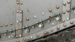 Armortek 1/6 scale WW1 Mark IV tank model: close-up of the riveted hull side and fittings