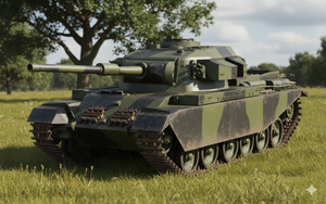 Illustration des Armortek Centurion Mk5 im Maßstab 1:6 in Tarnlackierung auf Gras