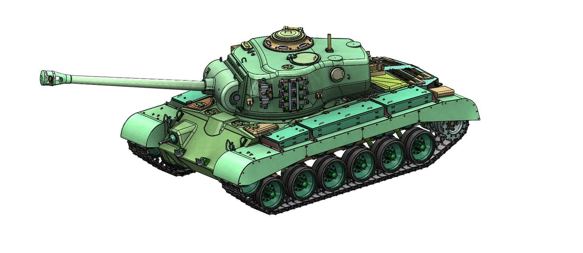 Dessin de conception 3D du kit M26 Pershing Armortek à l'échelle 1:6