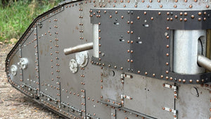 Armortek 1/6 scale WW1 Mark IV tank model: side sponson with gun barrel, close-up