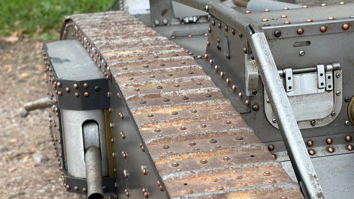 Armortek 1/6 scale WW1 Mark IV tank model: close-up of the riveted track and hull side