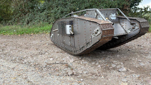 Armortek 1/6 scale WW1 Mark IV tank model, three-quarter view on a gravel track