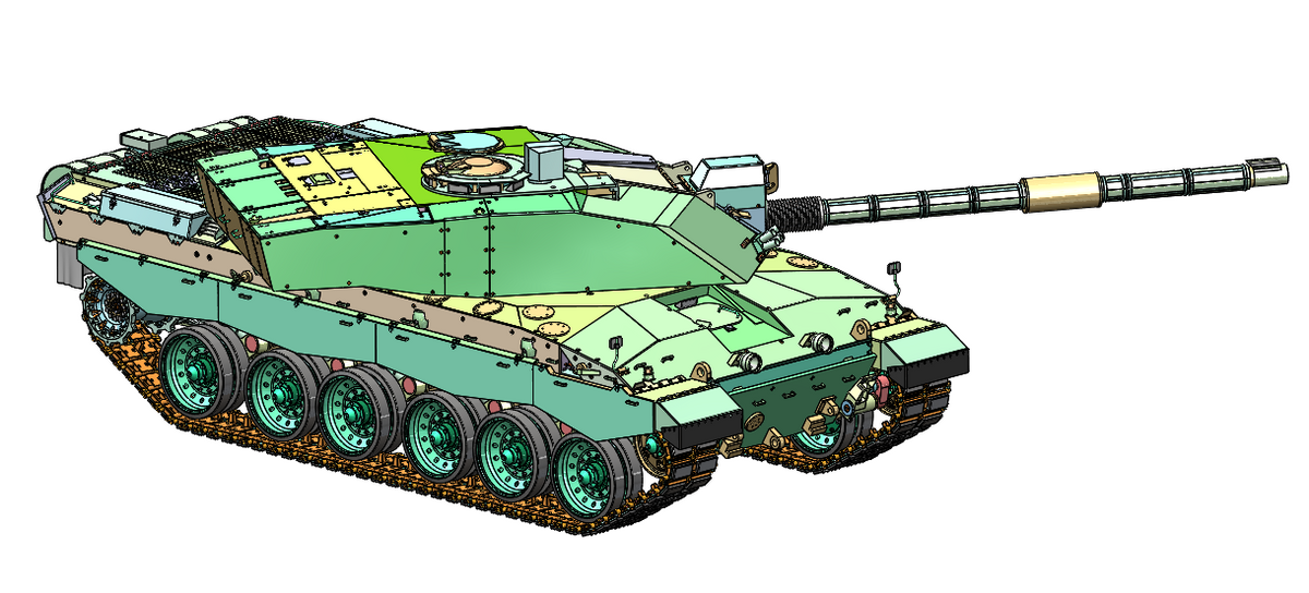 Dessin de conception 3D du kit Challenger 2 Armortek à l'échelle 1:6