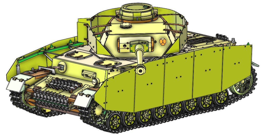 Dessin de conception 3D du kit Panzer IV Ausf. H Armortek à l'échelle 1:6