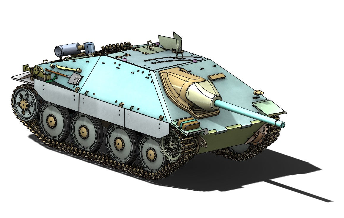 Dessin de conception 3D du kit Hetzer Armortek à l'échelle 1:6
