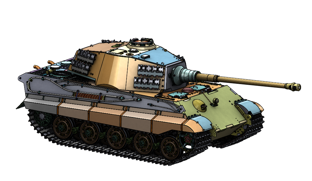 Dessin de conception 3D du kit King Tiger Armortek à l'échelle 1:6