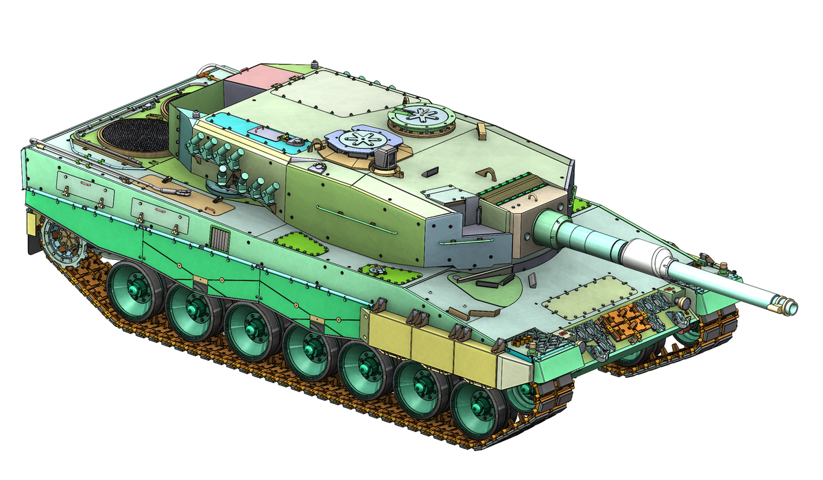 Dessin de conception 3D du kit Leopard 2A4 Armortek à l'échelle 1:6