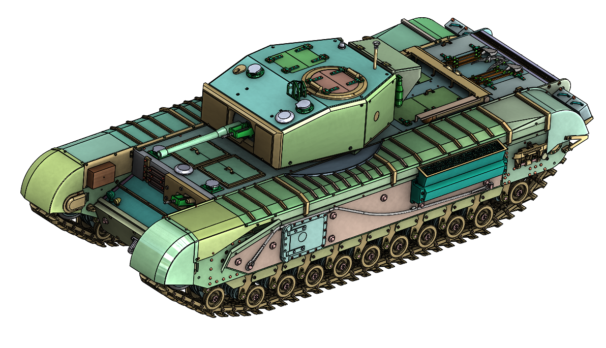 3D design drawing of the Armortek 1/6 scale Churchill Mk III kit