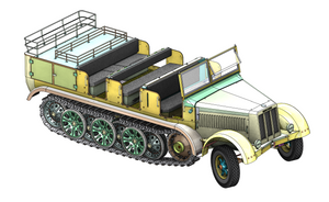 3D-Konstruktionszeichnung des Armortek Bausatzes Halbkettenfahrzeug Sd.Kfz. 7 im Maßstab 1:6